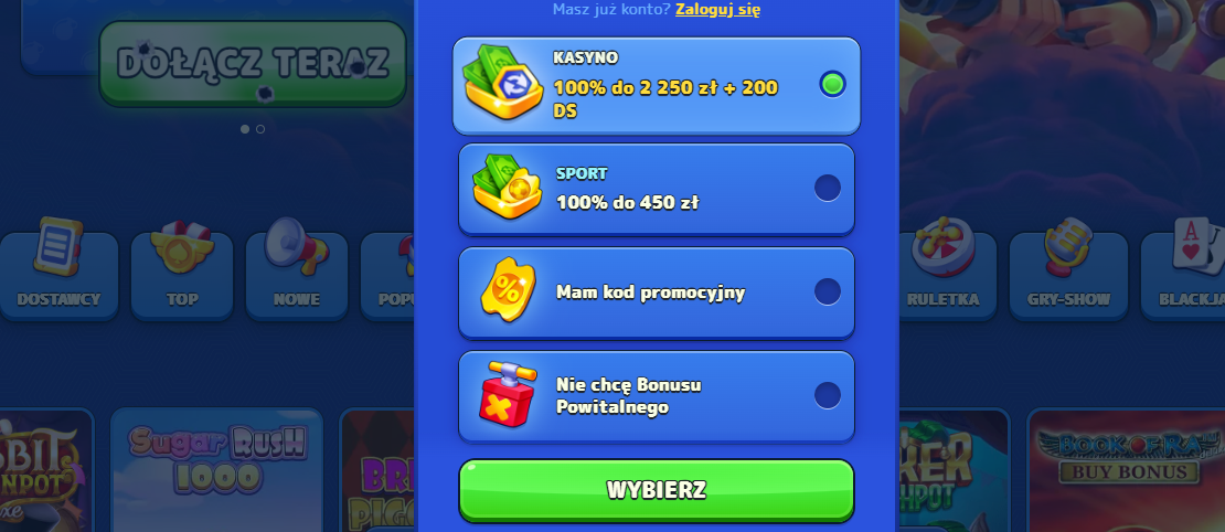 Pistolo — formularz rejestracji konta